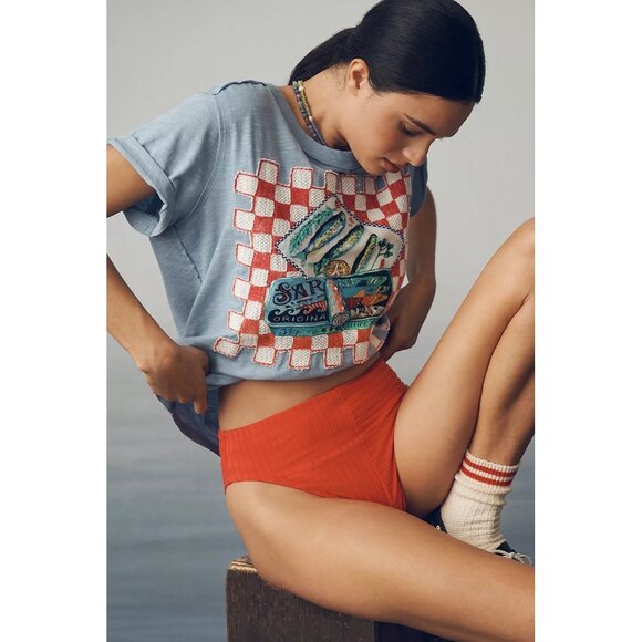 NWT Size XSP - Anthropologie Linen Blend Sardine Embroidered Tee (NWT US$ 98) - Picture 4 of 15